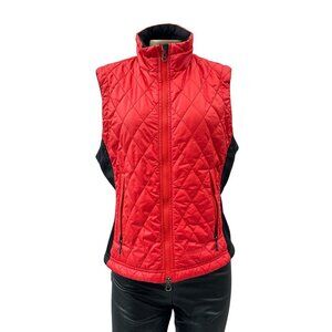 Marmot Full Zip Hi-Neck Quilted Red Puffer Vest‎ Coat Zip Pockets Womens Medium